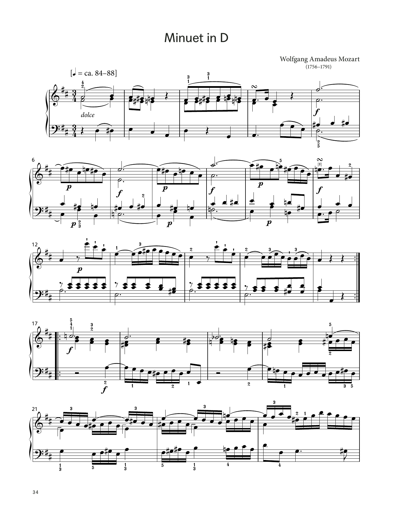 Wolfgang Amadeus Mozart Minuet in D, K. 355 (LCME Piano 2018 Grade 7 List A) sheet music, chords, lyrics - Printable PDF for Piano Solo