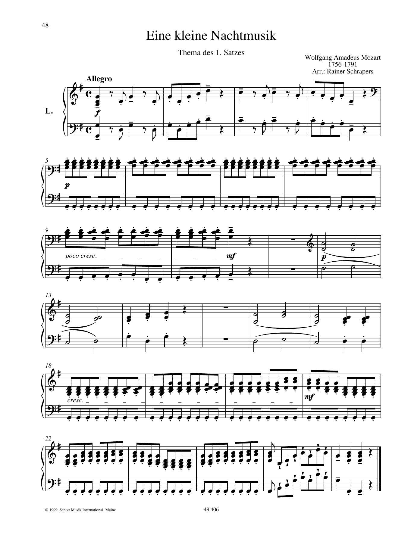 Learn to play Wolfgang Amadeus Mozart A Little Night Music sheet music for Piano Duet in minutes. Wolfgang Amadeus Mozart A Little Night Music sheet music preview music notes and score for Piano Duet including 2 page(s)