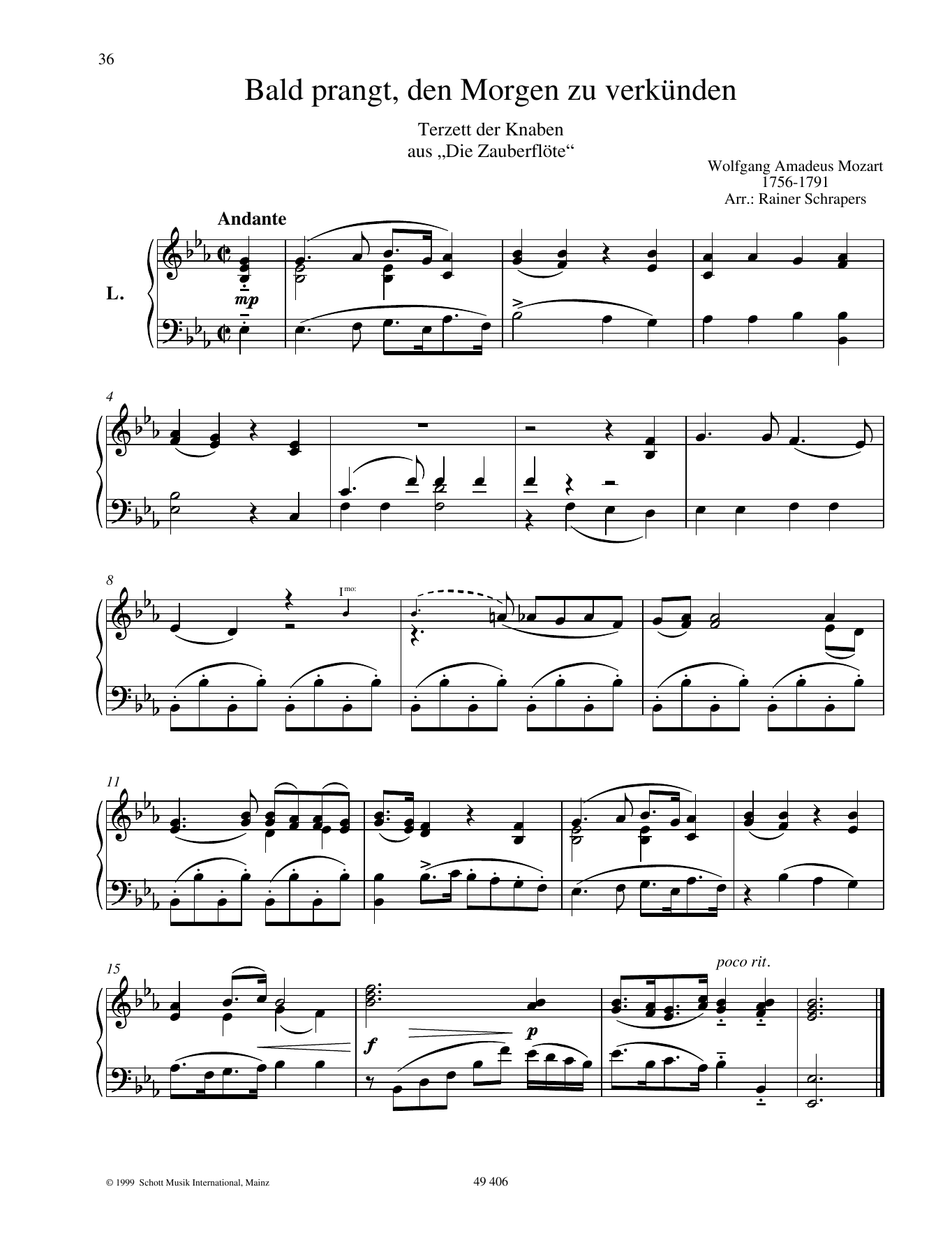 Learn to play Wolfgang Amadeus Mozart Bald prangt, den Morgen zu verkünden sheet music for Piano Duet in minutes. Wolfgang Amadeus Mozart Bald prangt, den Morgen zu verkünden sheet music preview music notes and score for Piano Duet including 2 page(s)