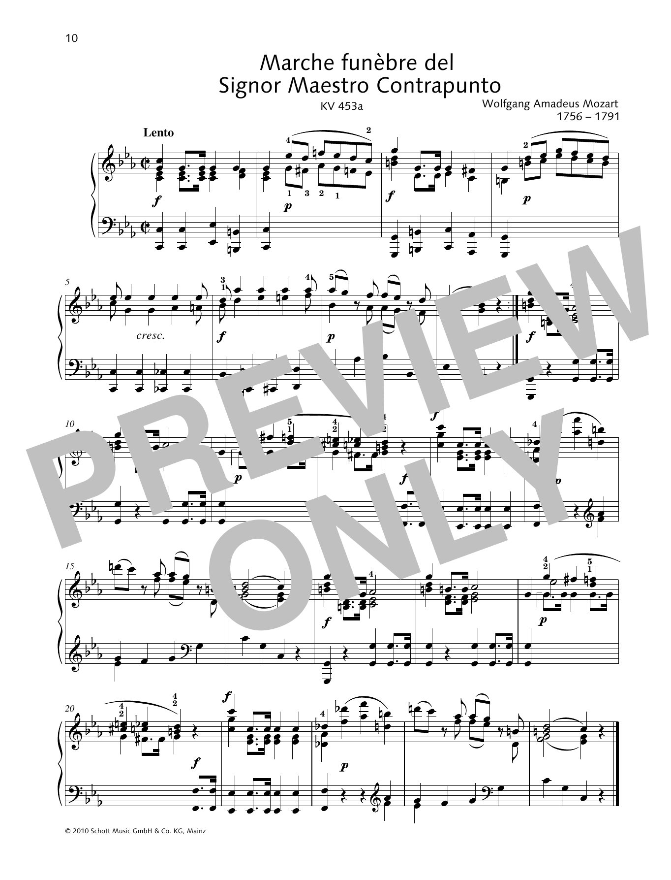 Learn to play Wolfgang Amadeus Mozart March funèbre del Signor Maestro Contrapunto sheet music for Piano Solo in minutes. Wolfgang Amadeus Mozart March funèbre del Signor Maestro Contrapunto sheet music preview music notes and score for Piano Solo including 1 page(s)