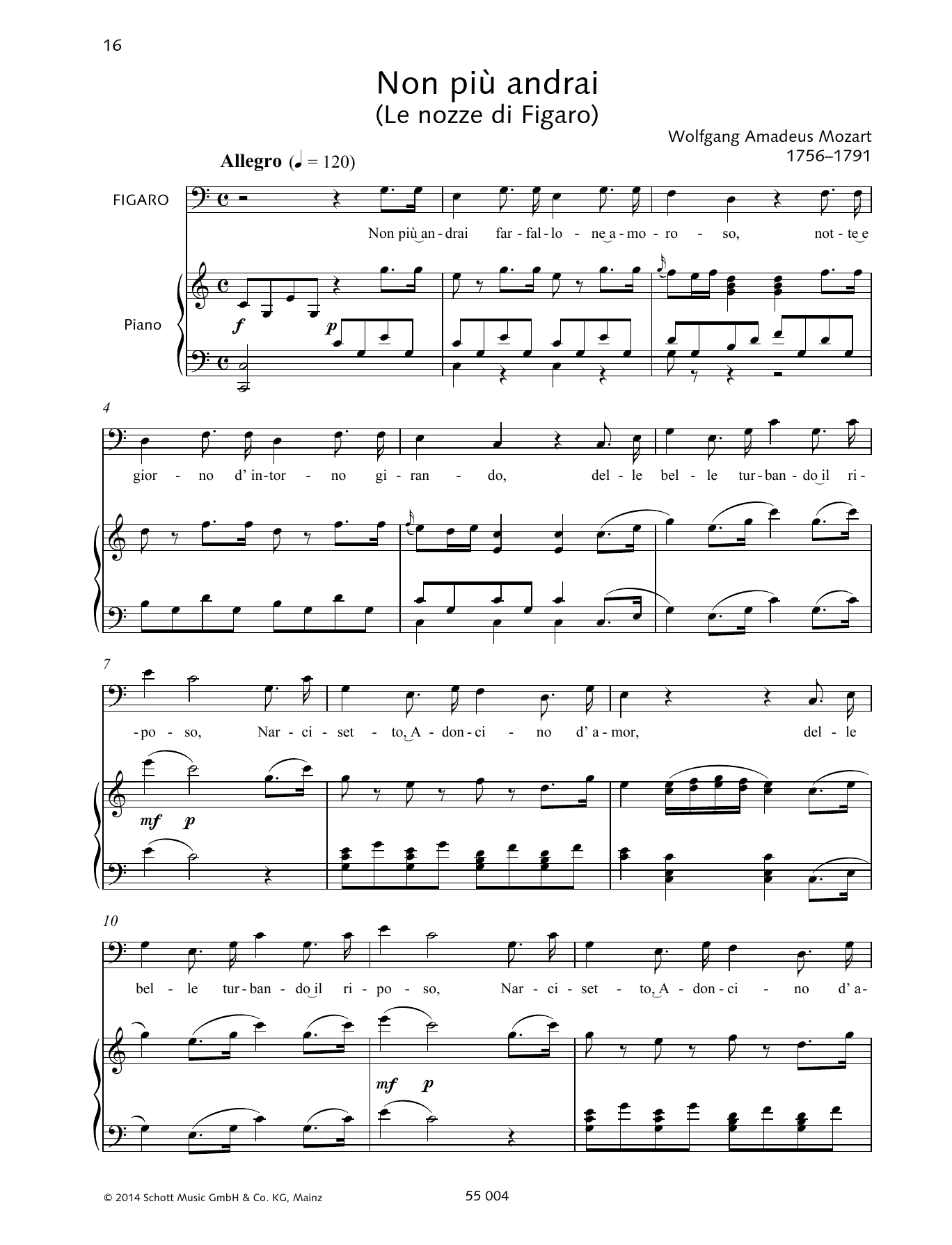 Learn to play Wolfgang Amadeus Mozart Non Piu Andrai sheet music for Piano Duet in minutes. Wolfgang Amadeus Mozart Non Piu Andrai sheet music preview music notes and score for Piano Duet including 2 page(s)