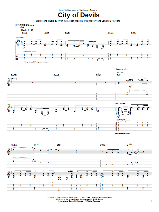 Learn to play Yellowcard City Of Devils sheet music for Guitar Tab in minutes. Yellowcard City Of Devils sheet music preview music notes and score for Guitar Tab including 9 page(s)