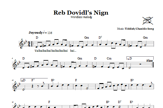 Yiddish/Chasidic Song Reb Dovidl's Nign (Wordless Melody) sheet music, chords, lyrics - Printable PDF for Melody Line, Lyrics & Chords