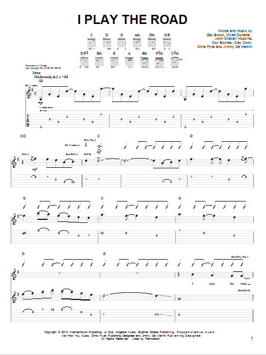Learn to play Zac Brown Band I Play The Road sheet music for Easy Guitar in minutes. Zac Brown Band I Play The Road sheet music preview music notes and score for Easy Guitar including 7 page(s)