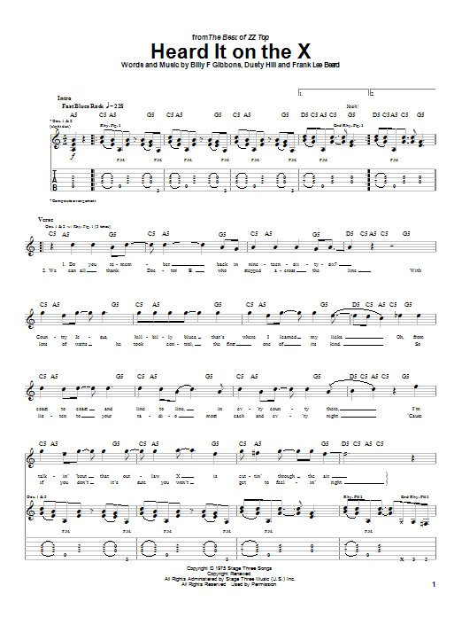 Learn to play ZZ Top Heard It On The X sheet music for Bass Guitar Tab in minutes. ZZ Top Heard It On The X sheet music preview music notes and score for Bass Guitar Tab including 4 page(s)